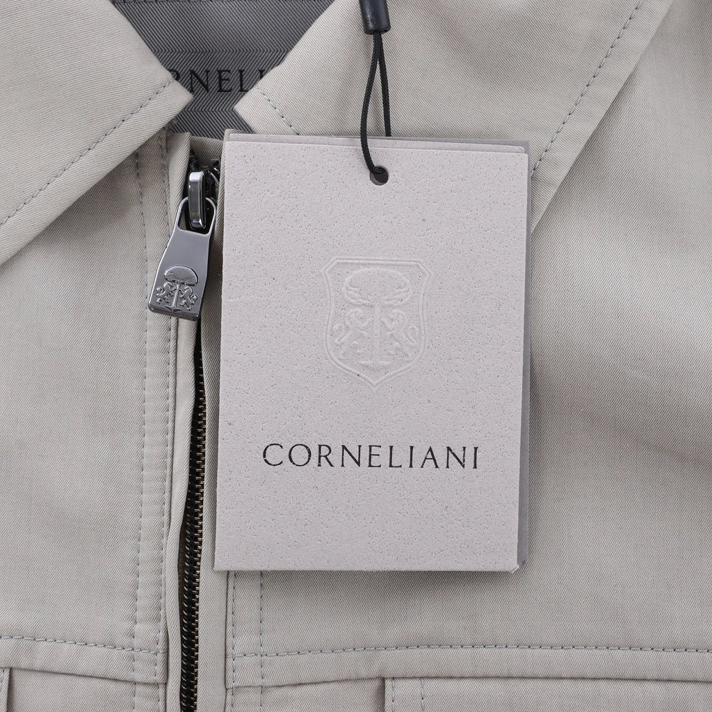 Corneliani Cotton Jacket in Greenish Gray, Size 50 IT
