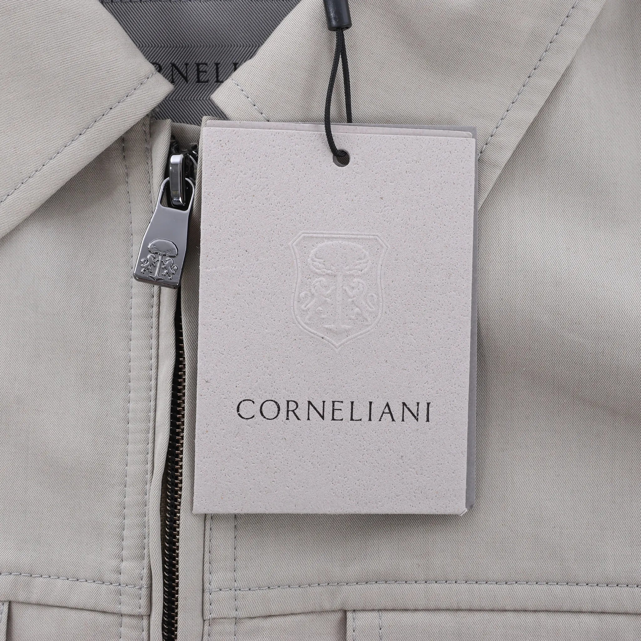 Corneliani Cotton Jacket in Greenish Gray, Size 50 IT