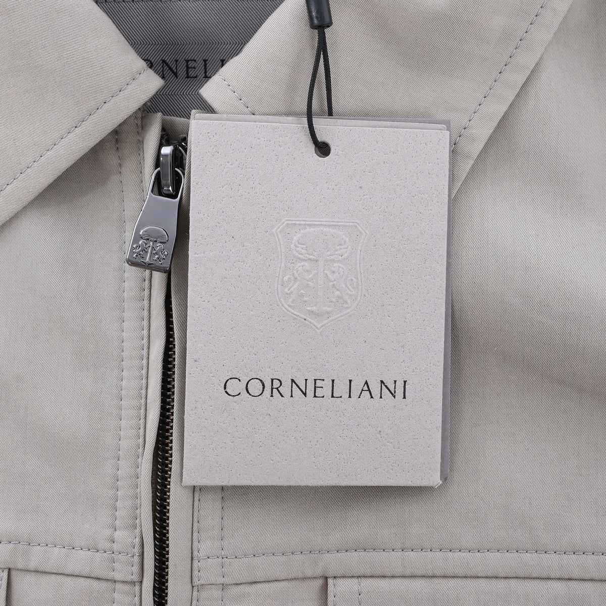 Corneliani Cotton Jacket in Greenish Gray, Size 50 IT