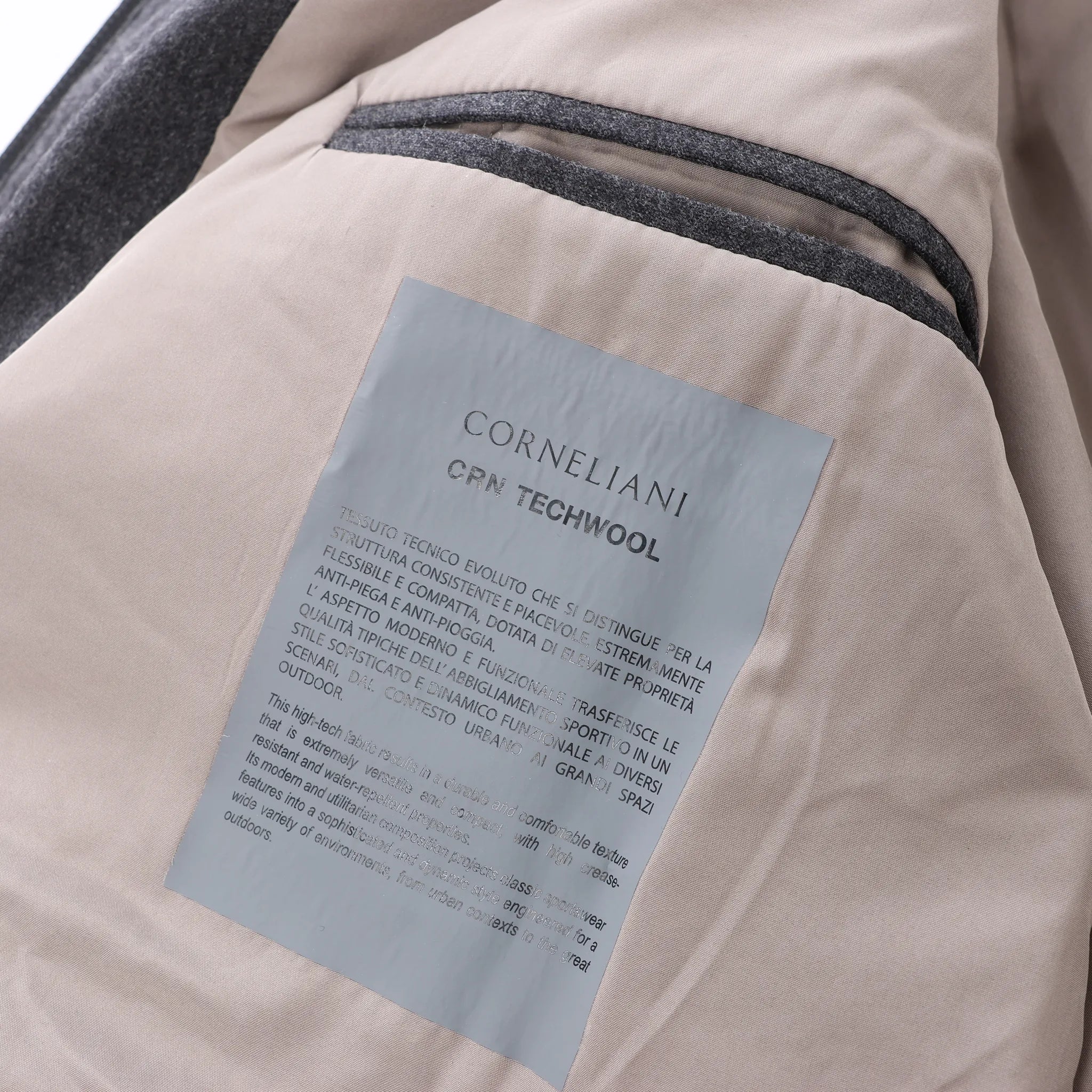 Corneliani Wool Coat in Gray, Size 50 IT
