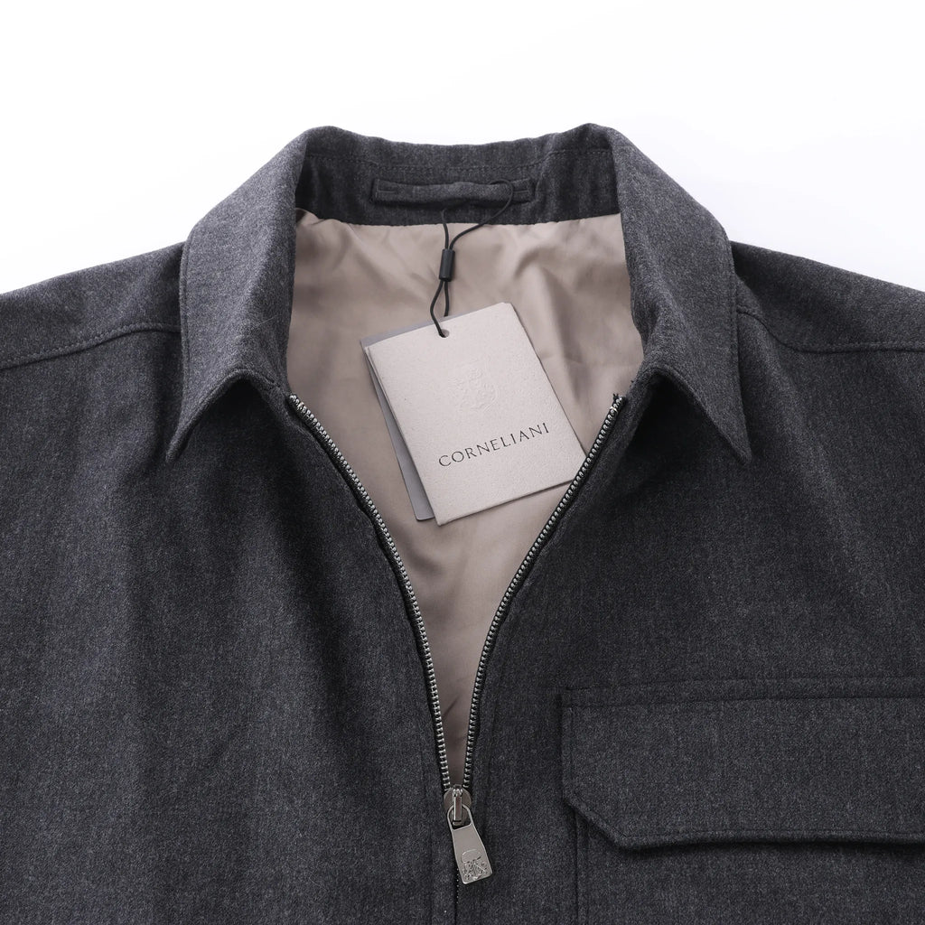 Corneliani Wool Coat in Gray, Size 50 IT