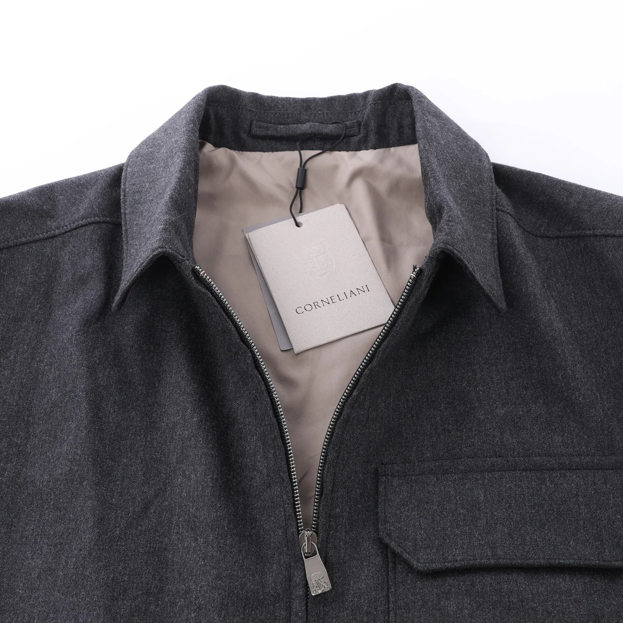 Corneliani Wool Coat in Gray, Size 50 IT