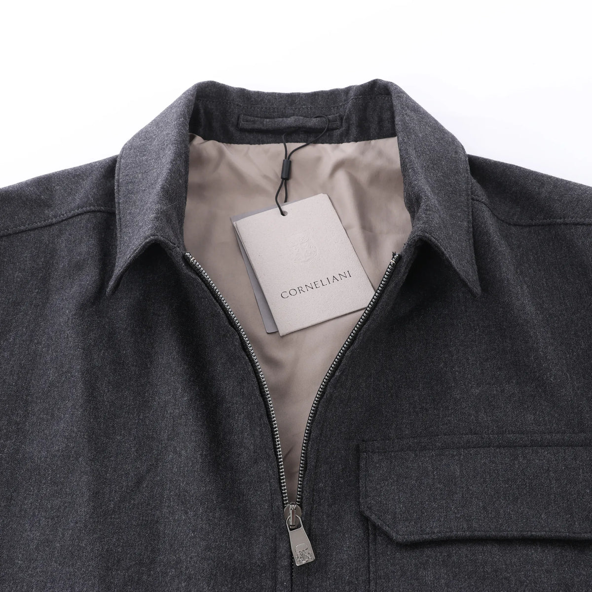 Corneliani Wool Coat in Gray, Size 50 IT