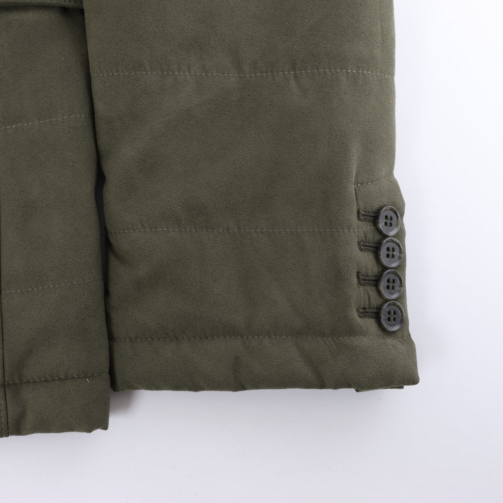 Corneliani Quilted Blazer with Detachable Inner Vest in Khaki, Size 50 IT