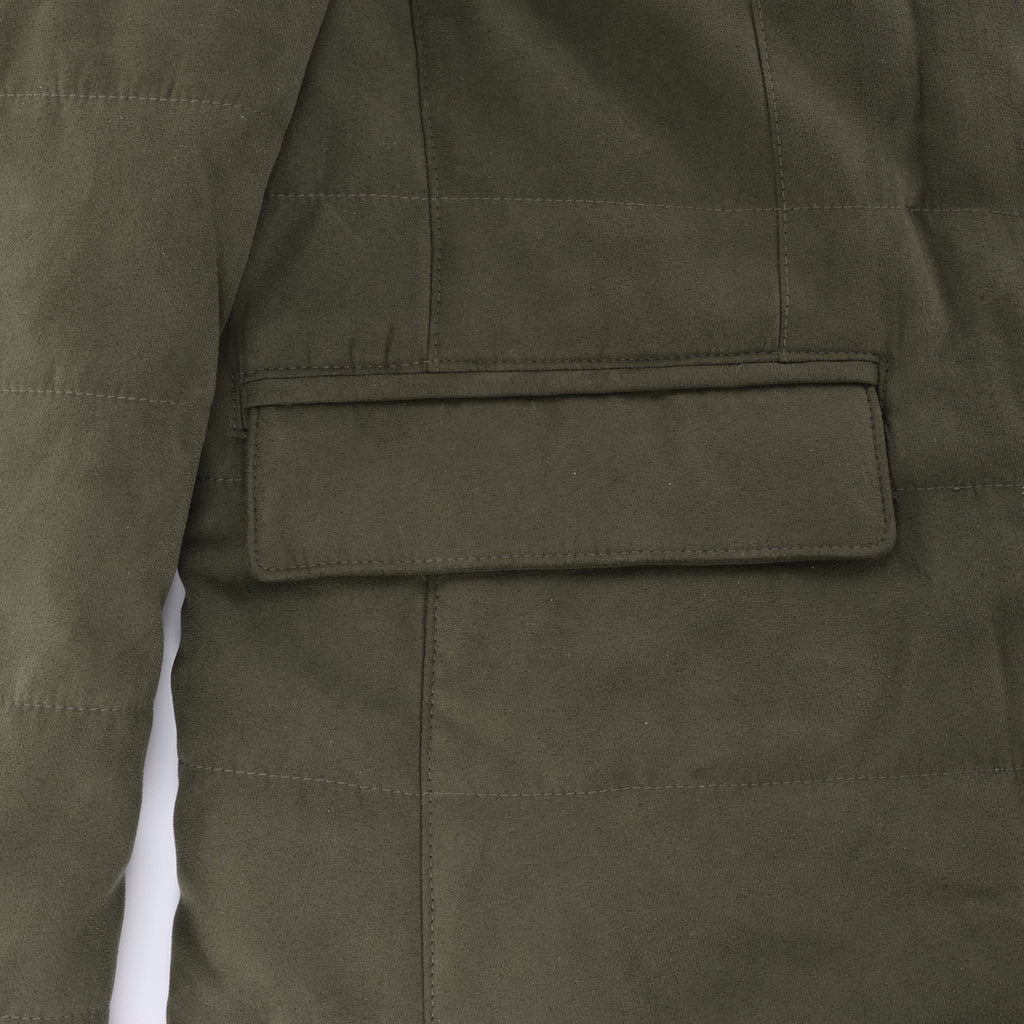 Corneliani Quilted Blazer with Detachable Inner Vest in Khaki, Size 50 IT