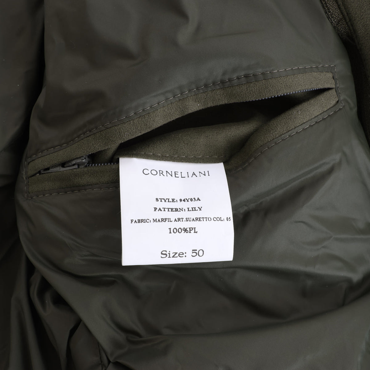 Corneliani Quilted Blazer with Detachable Inner Vest in Khaki, Size 50 IT