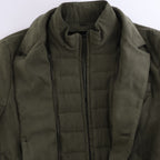 Corneliani Quilted Blazer with Detachable Inner Vest in Khaki, Size 50 IT