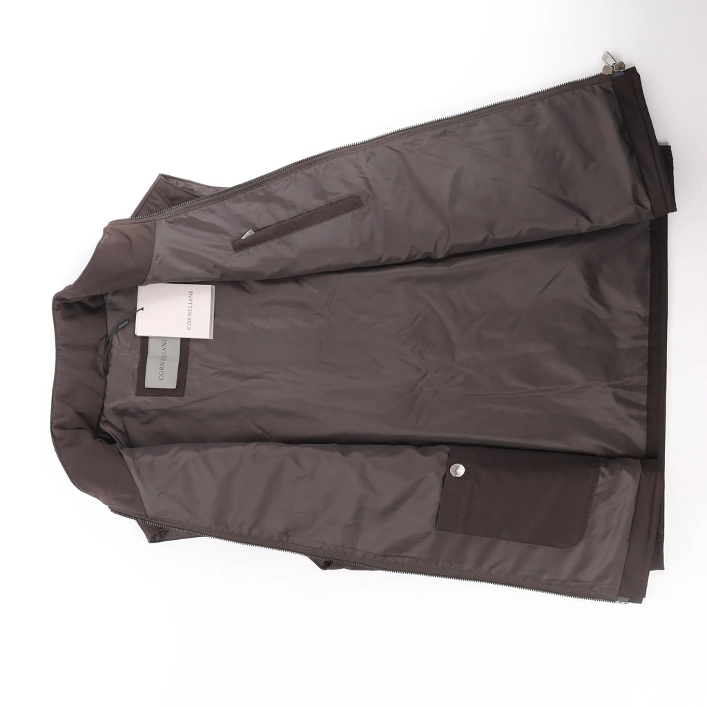 Corneliani Quilted Zip Gilet in Brown, Size 50 IT