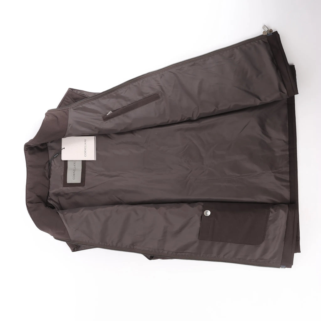Corneliani Quilted Zip Gilet in Brown, Size 50 IT