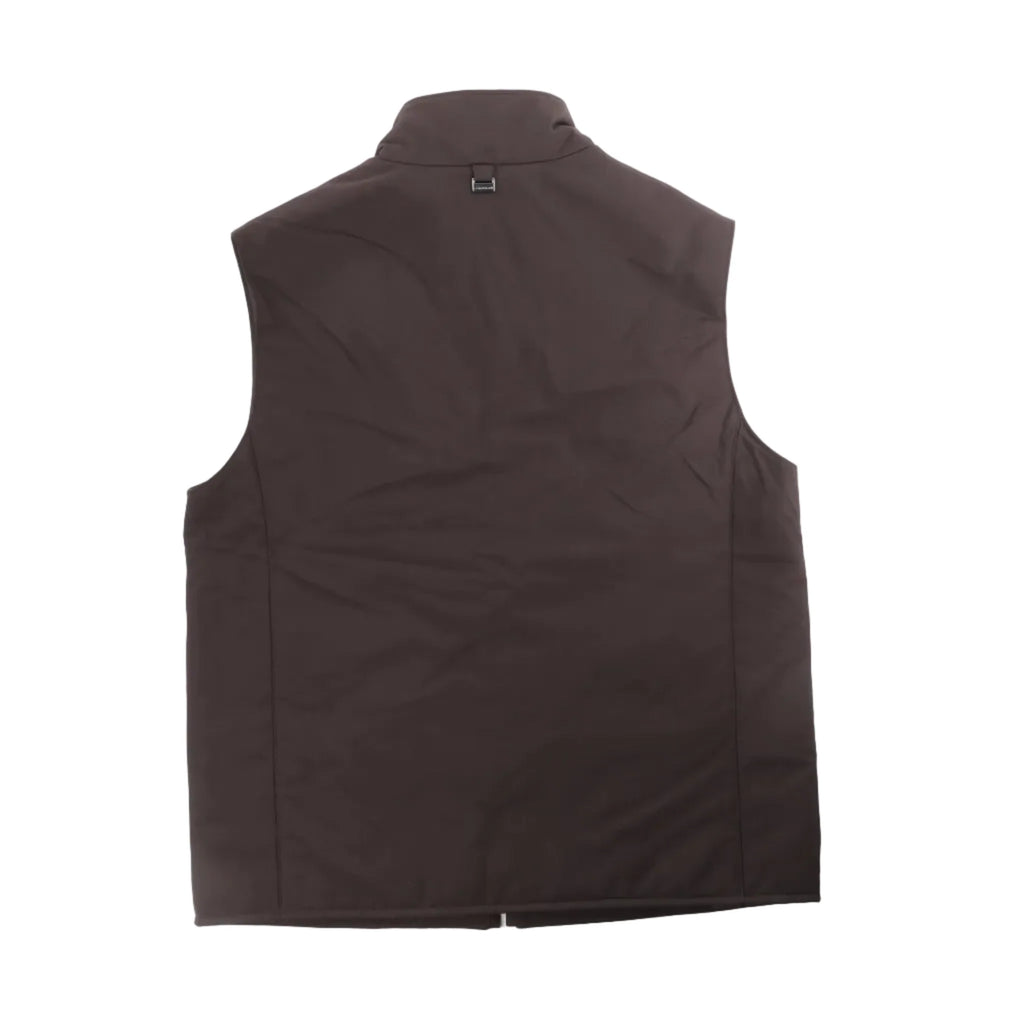 Corneliani Quilted Zip Gilet in Brown, Size 50 IT
