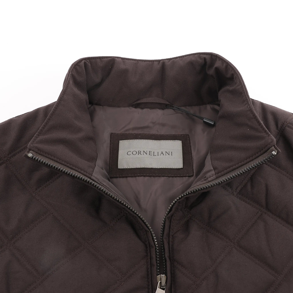 Corneliani Quilted Zip Gilet in Brown, Size 50 IT