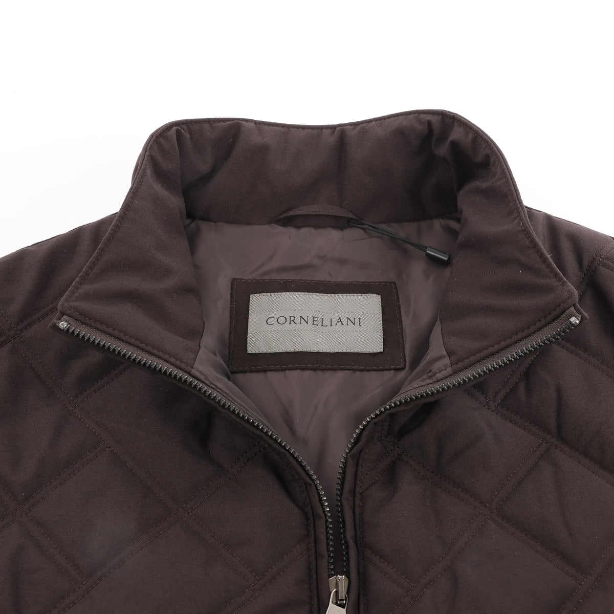 Corneliani Quilted Zip Gilet in Brown, Size 50 IT