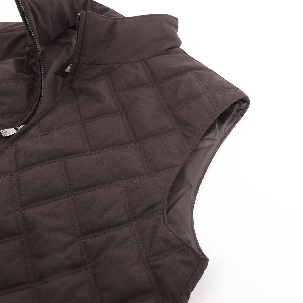 Corneliani Quilted Zip Gilet in Brown, Size 50 IT