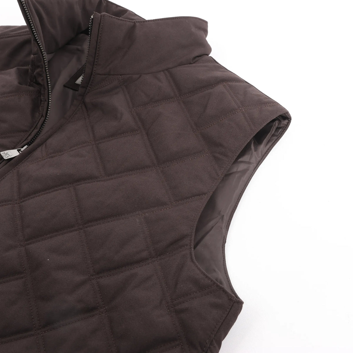 Corneliani Quilted Zip Gilet in Brown, Size 50 IT