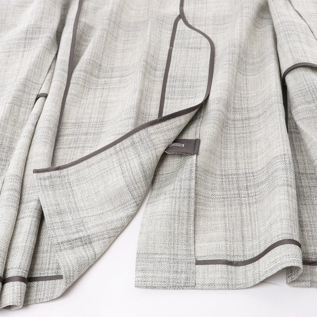 Corneliani Single-Breasted Check Wool Coat in Gray, Size 52 IT