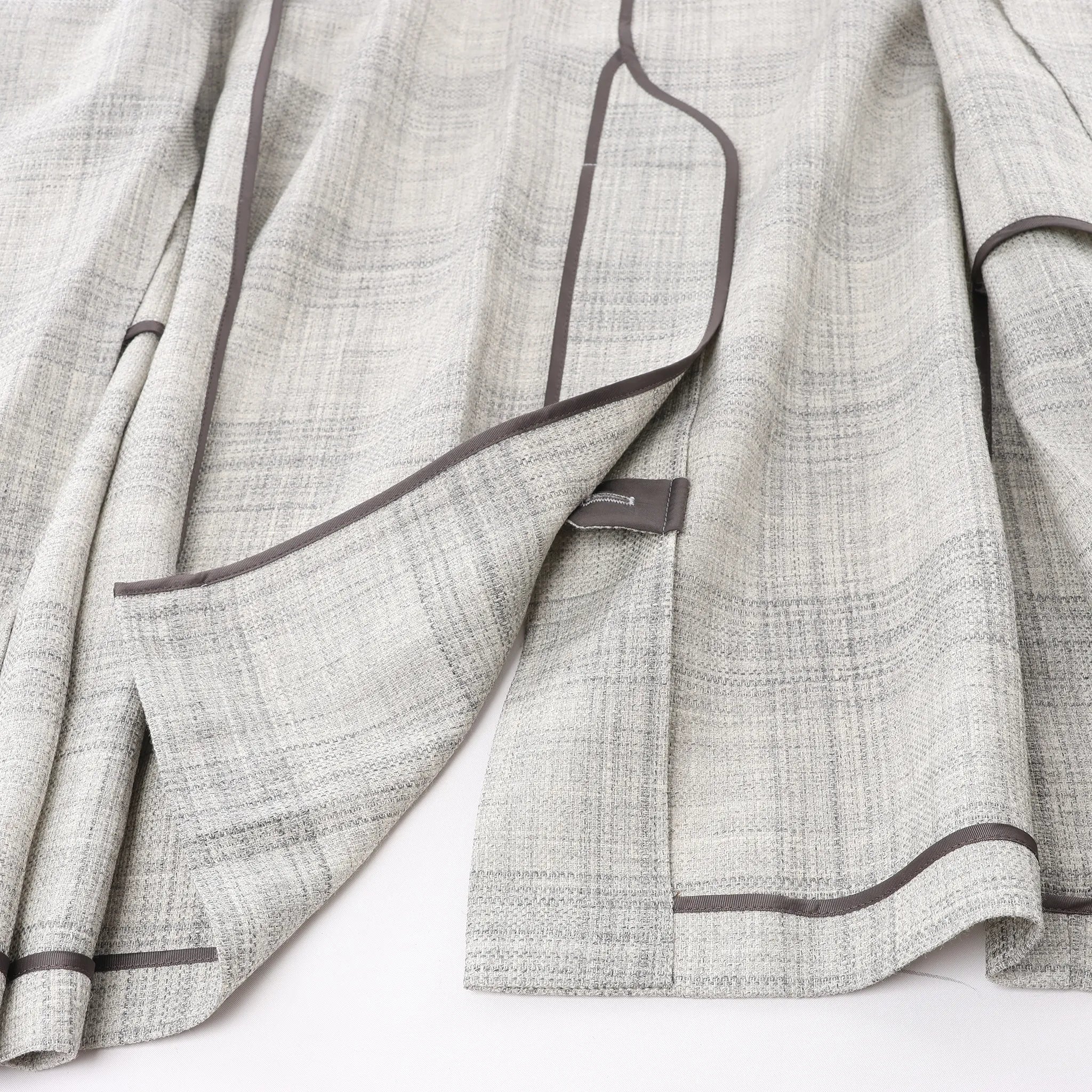 Corneliani Single-Breasted Check Wool Coat in Gray, Size 52 IT