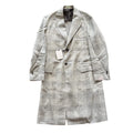 Corneliani Single-Breasted Check Wool Coat in Gray, Size 52 IT