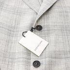 Corneliani Single-Breasted Check Wool Coat in Gray, Size 52 IT