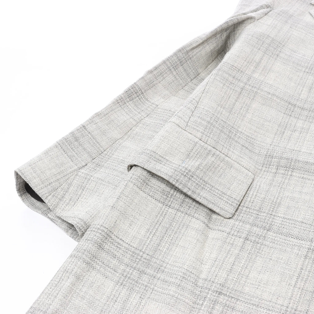 Corneliani Single-Breasted Check Wool Coat in Gray, Size 52 IT