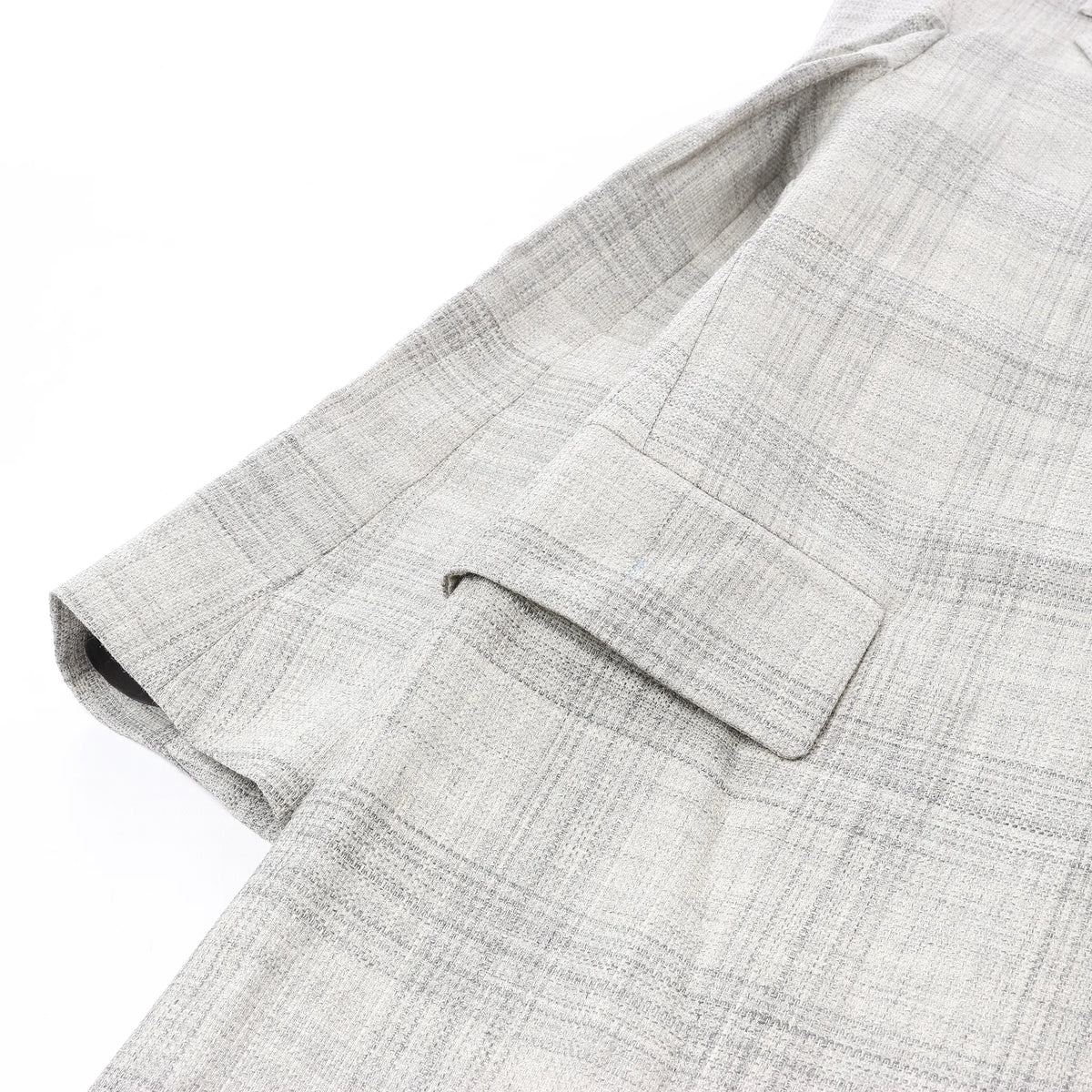 Corneliani Single-Breasted Check Wool Coat in Gray, Size 52 IT