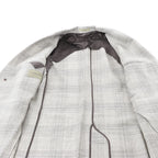 Corneliani Single-Breasted Check Wool Coat in Gray, Size 52 IT