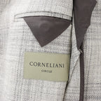 Corneliani Single-Breasted Check Wool Coat in Gray, Size 52 IT