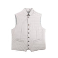 Light gray Corneliani gilet vest with stand collar, button-front closure, horizontal quilting, and two welt pockets, size 50 IT.