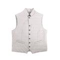 Light gray Corneliani gilet vest with stand collar, button-front closure, horizontal quilting, and two welt pockets, size 50 IT.