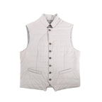 Light gray Corneliani gilet vest with stand collar, button-front closure, horizontal quilting, and two welt pockets, size 50 IT.