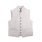 Light gray Corneliani gilet vest with stand collar, button-front closure, horizontal quilting, and two welt pockets, size 50 IT.