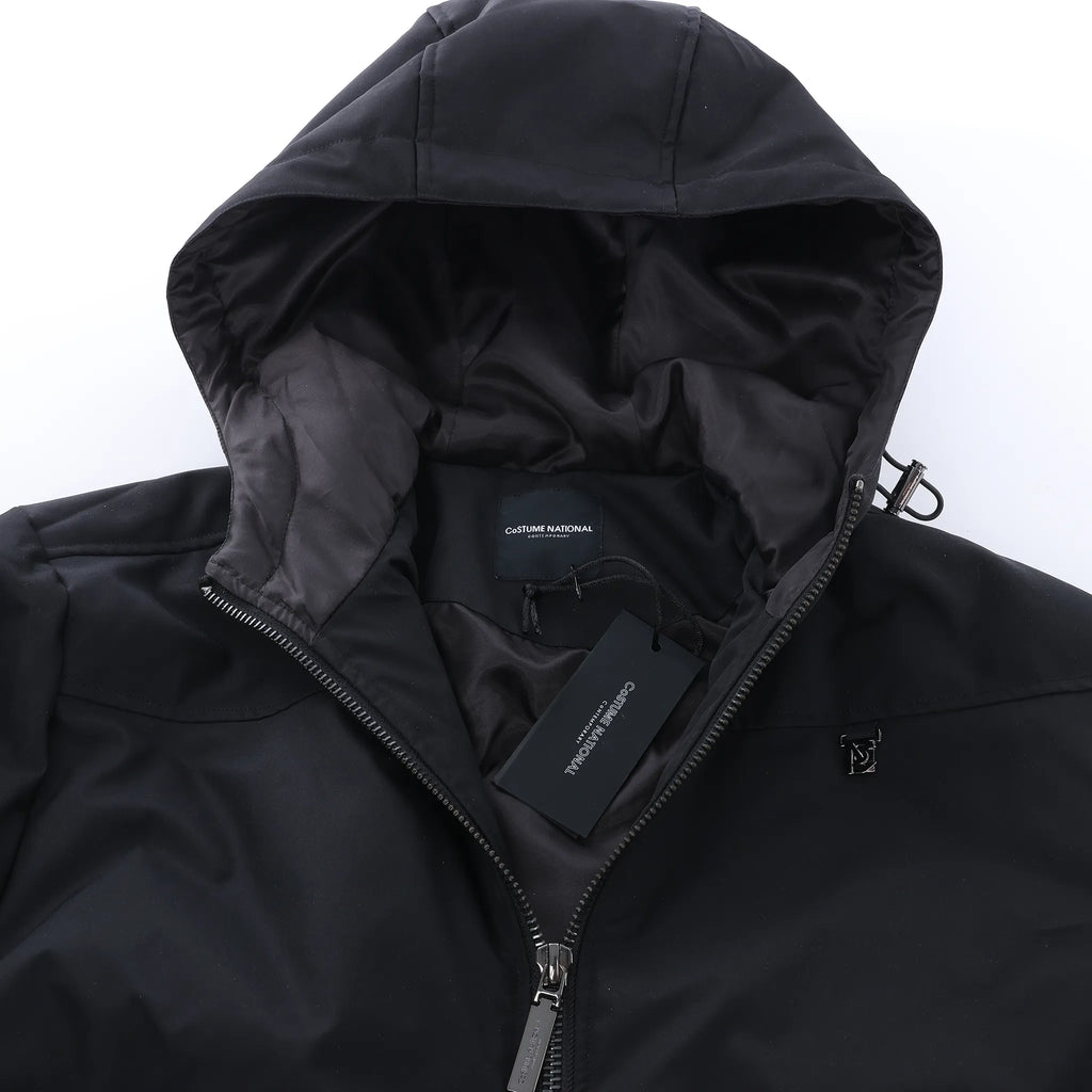 CoSTUME NATIONAL Giubbino Hooded Jacket in Black, Size IT 48