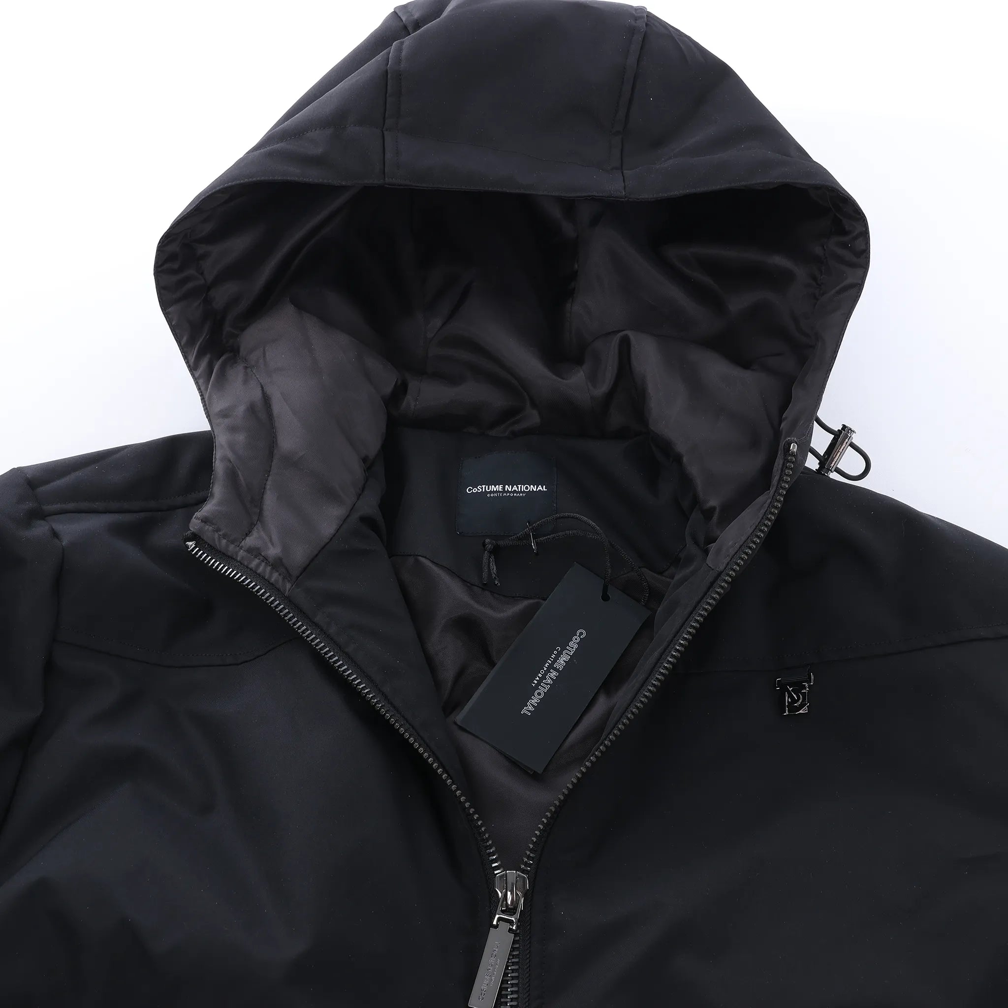 CoSTUME NATIONAL Giubbino Hooded Jacket in Black, Size IT 48