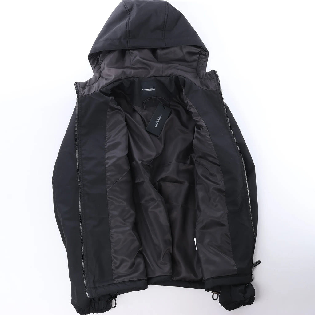 CoSTUME NATIONAL Giubbino Hooded Jacket in Black, Size IT 48