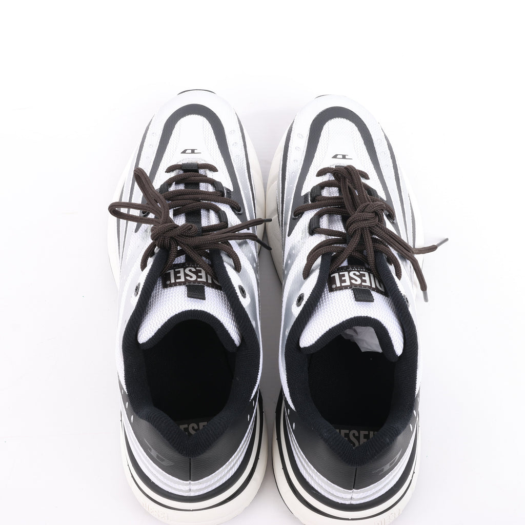 Diesel D-Airspeed Low-Striped Sneakers in Coated Ripstop in Silver, Size 43 EU