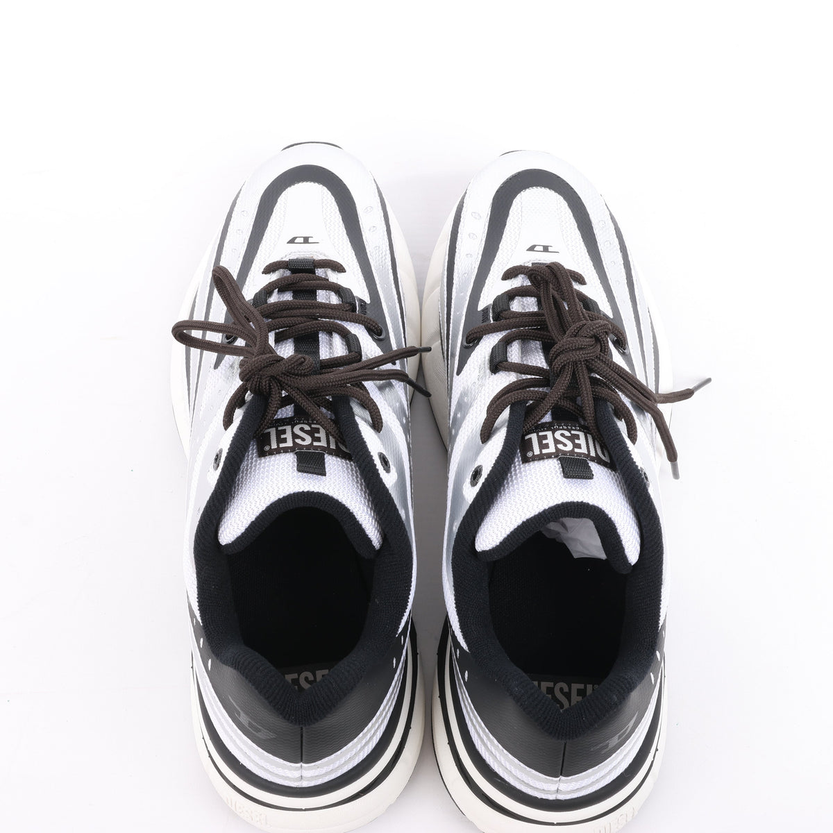 Diesel D-Airspeed Low-Striped Sneakers in Coated Ripstop in Silver, Size 43 EU