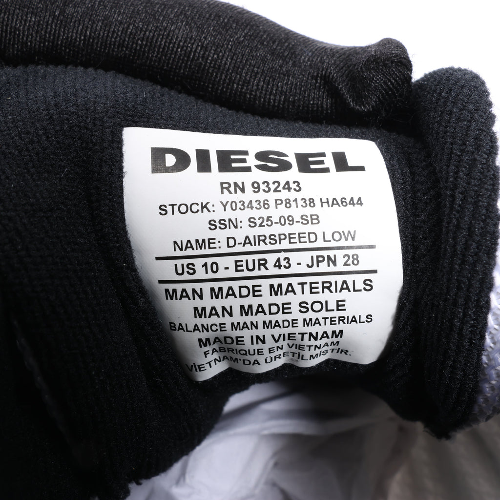 Diesel D-Airspeed Low-Striped Sneakers in Coated Ripstop in Silver, Size 43 EU