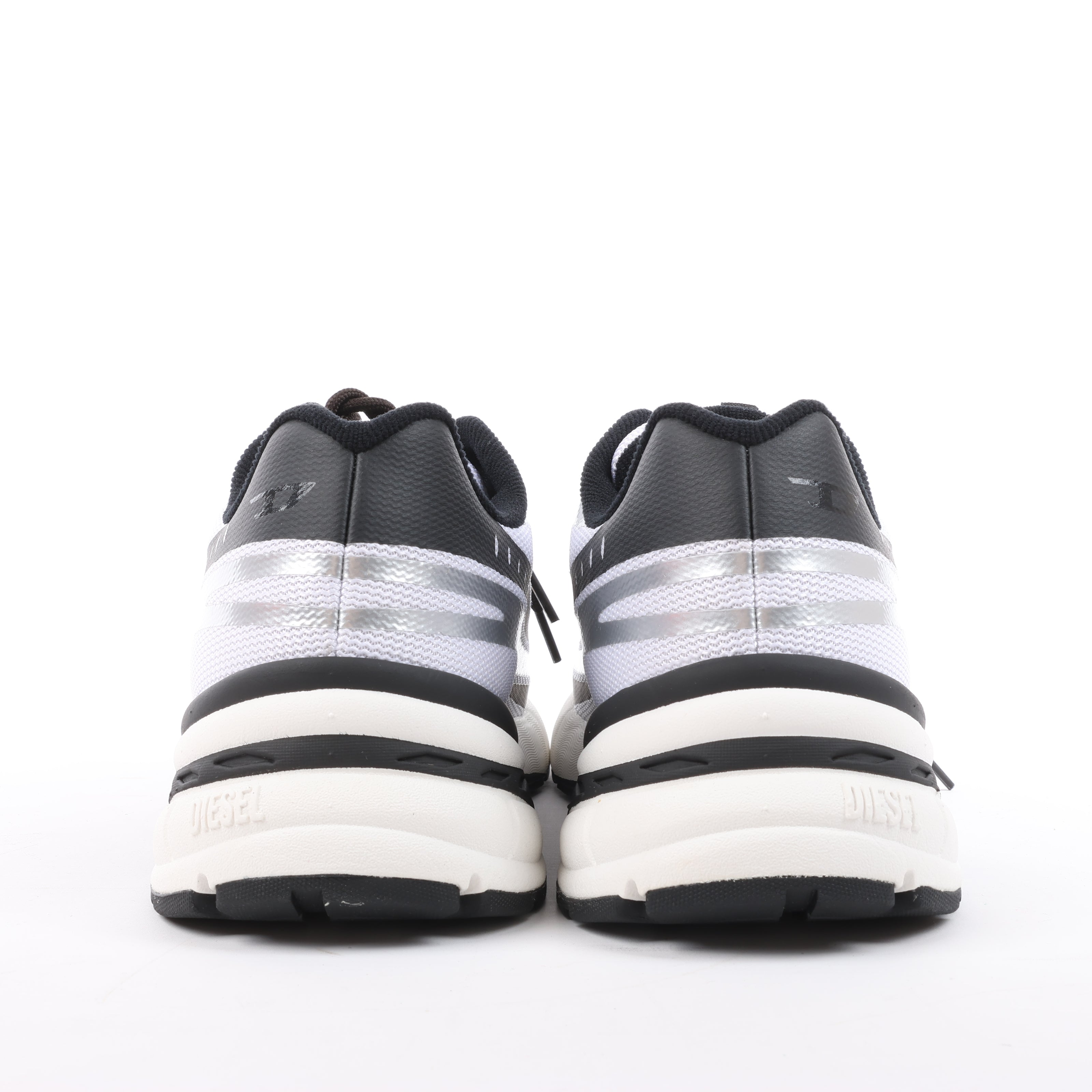 Diesel D-Airspeed Low-Striped Sneakers in Coated Ripstop in Silver, Size 43 EU
