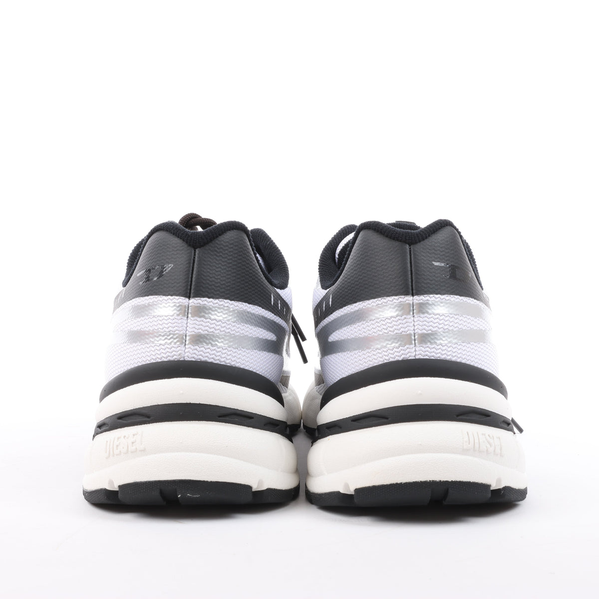 Diesel D-Airspeed Low-Striped Sneakers in Coated Ripstop in Silver, Size 43 EU
