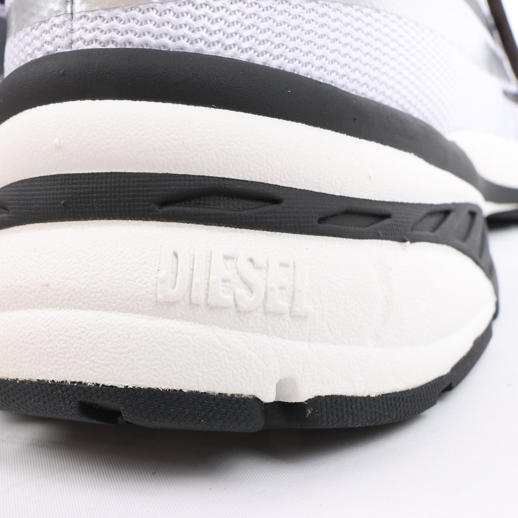 Diesel D-Airspeed Low-Striped Sneakers in Coated Ripstop in Silver, Size 43 EU