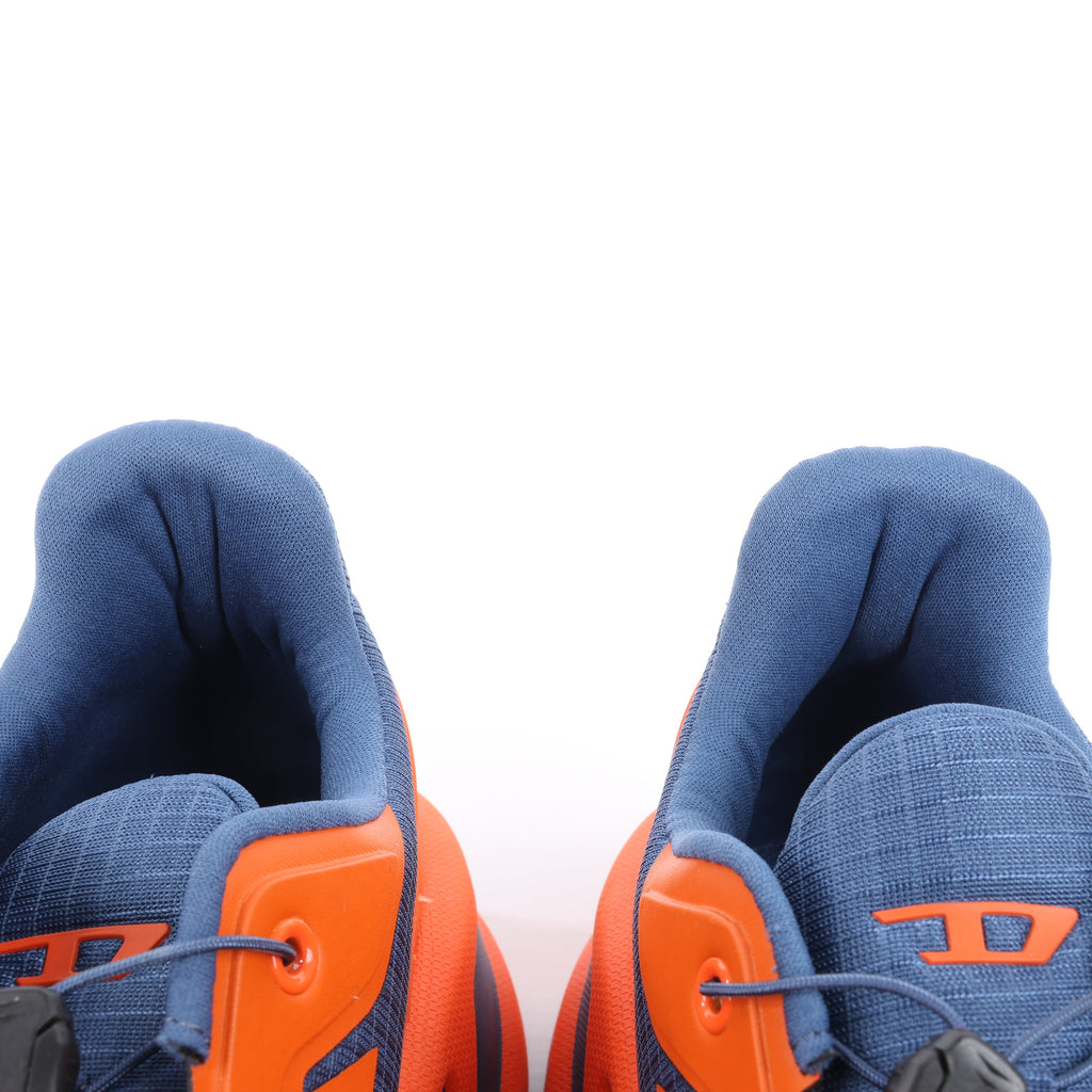 Diesel D-Cage Sneakers in Navy Blue x Orange, Size 43 EU