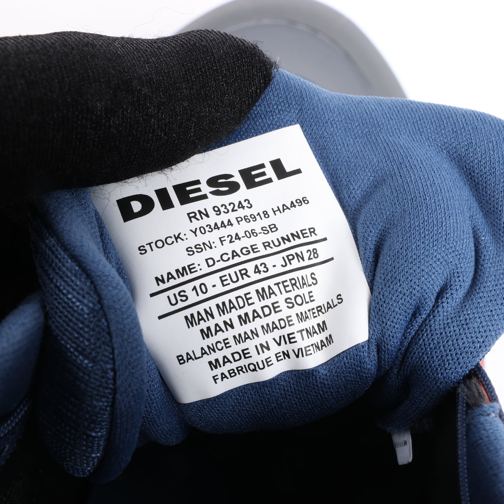 Diesel D-Cage Sneakers in Navy Blue x Orange, Size 43 EU