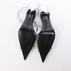 Diesel D-Venus Patent Embossed Slingback Heels in Silver, Size 37 EU