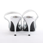 Diesel D-Venus Patent Embossed Slingback Heels in Silver, Size 37 EU