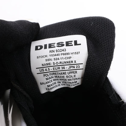 Diesel White SD-Runner-Slip-On-Sneaker mit ovalem D-Rist, Größe 36 EU