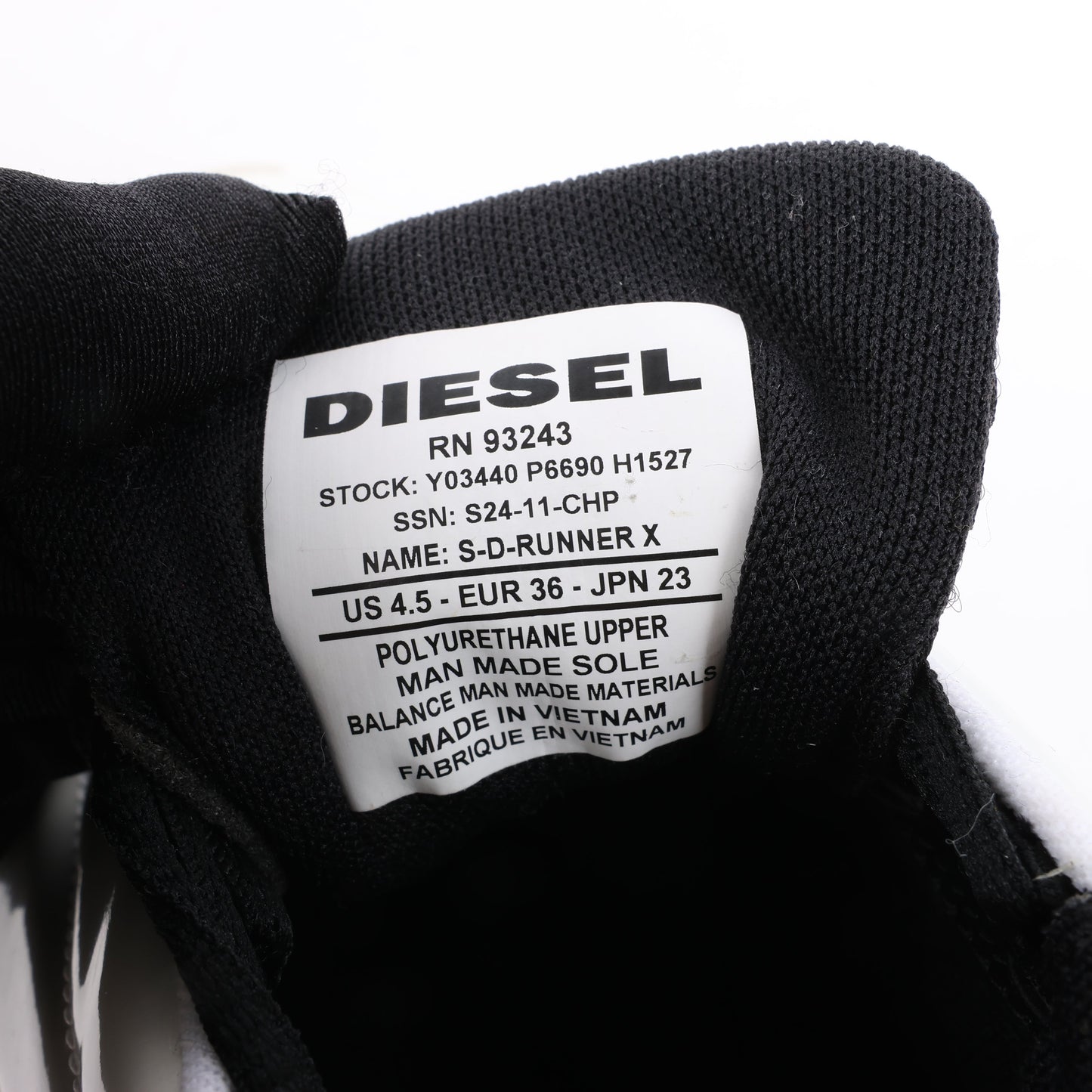 Diesel White S-D-Runner-Slip-on sneakers with Oval D instep, Size 36 EU
