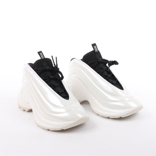 Diesel White SD-Runner-Slip-On-Sneaker mit ovalem D-Rist, Größe 36 EU