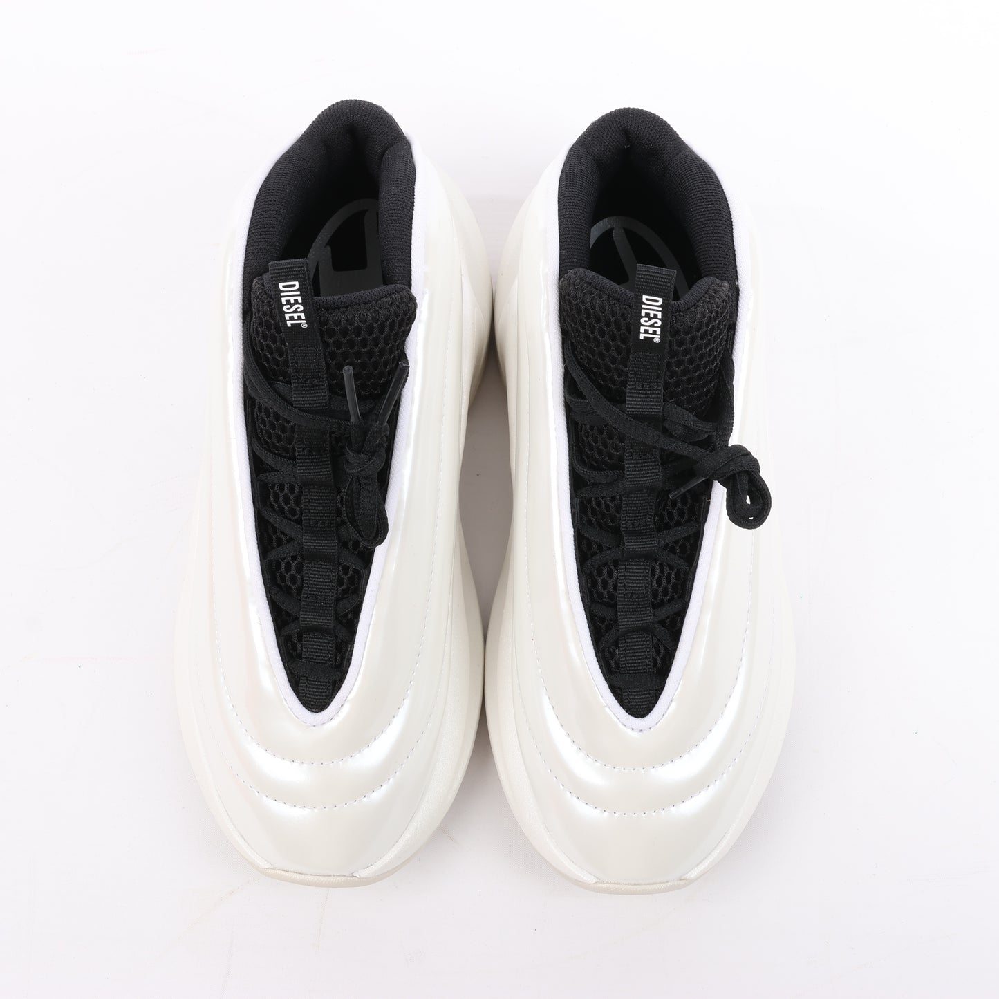Diesel White SD-Runner-Slip-On-Sneaker mit ovalem D-Rist, Größe 36 EU