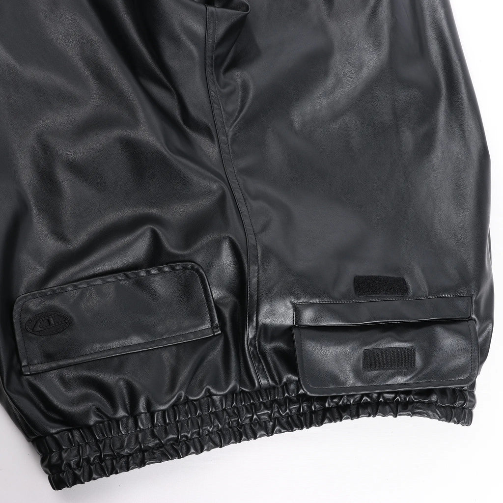 DIESEL Oversized Cargo Coated Fabric Trousers in Black p-MARTY-LTH, Size 48 IT