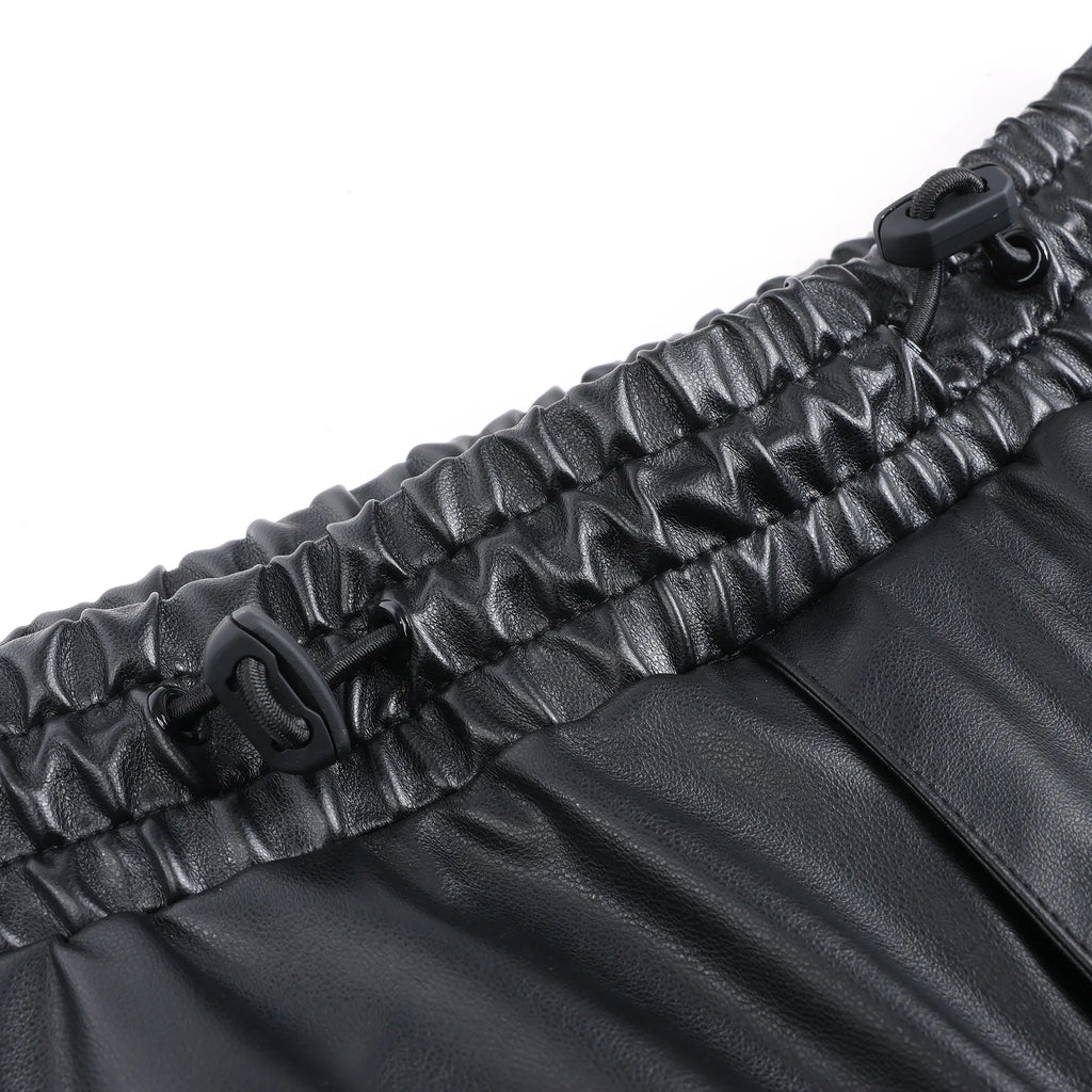 DIESEL Oversized Cargo Coated Fabric Trousers in Black p-MARTY-LTH, Size 48 IT