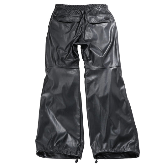DIESEL Oversized Cargo Coated Fabric Trousers in Black p-MARTY-LTH, Size 48 IT
